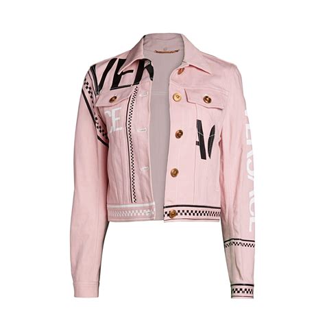 pink and versace montbell jacket|Versace denim jacket.